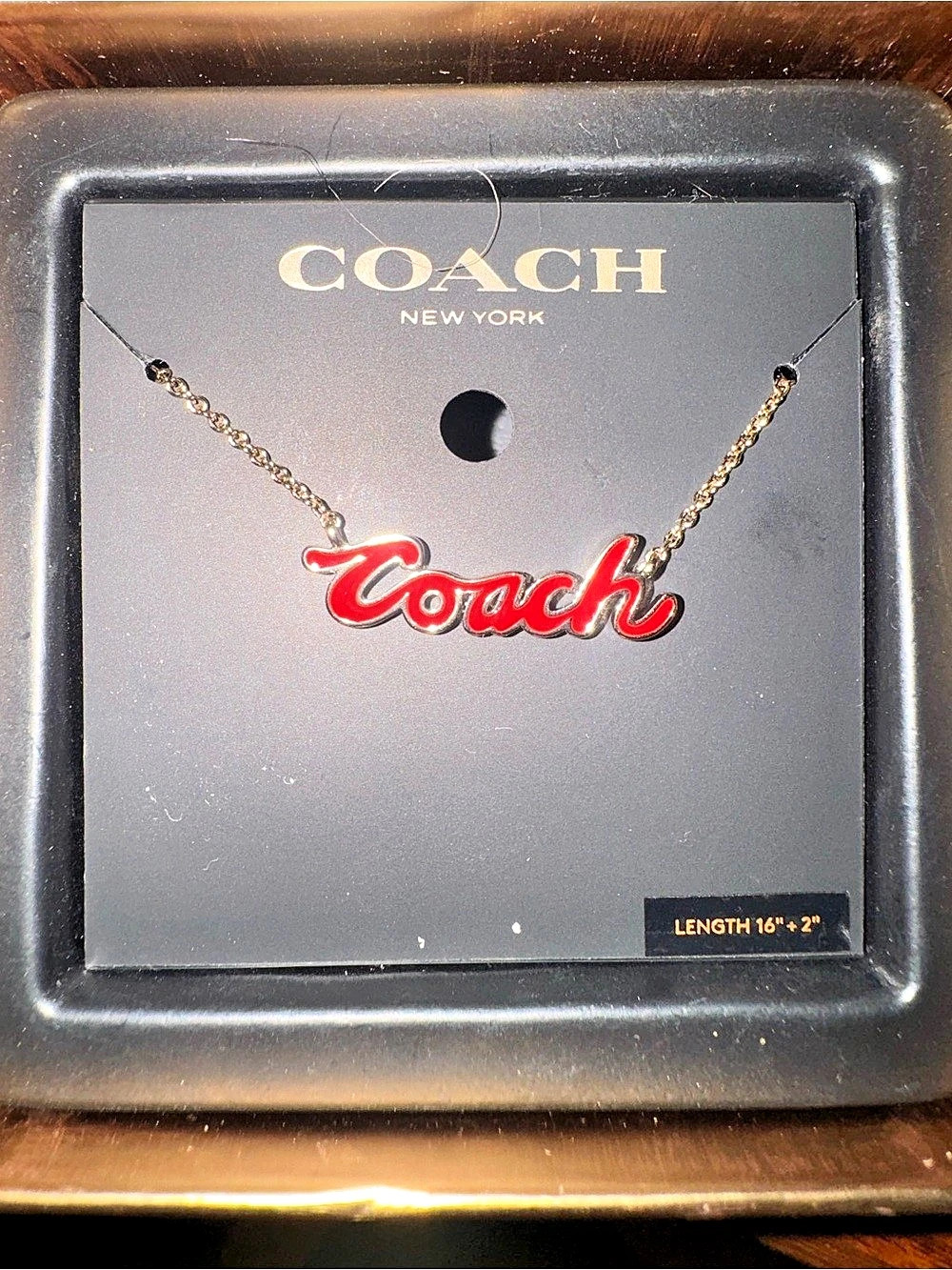 Coach Logo Necklace Red & Gold NWT